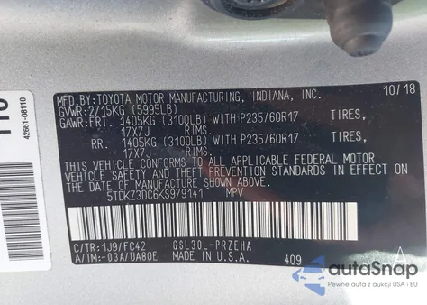 2019 Toyota Sienna Le from USA, damaged, VIN 5TDKZ3DC6KS979141